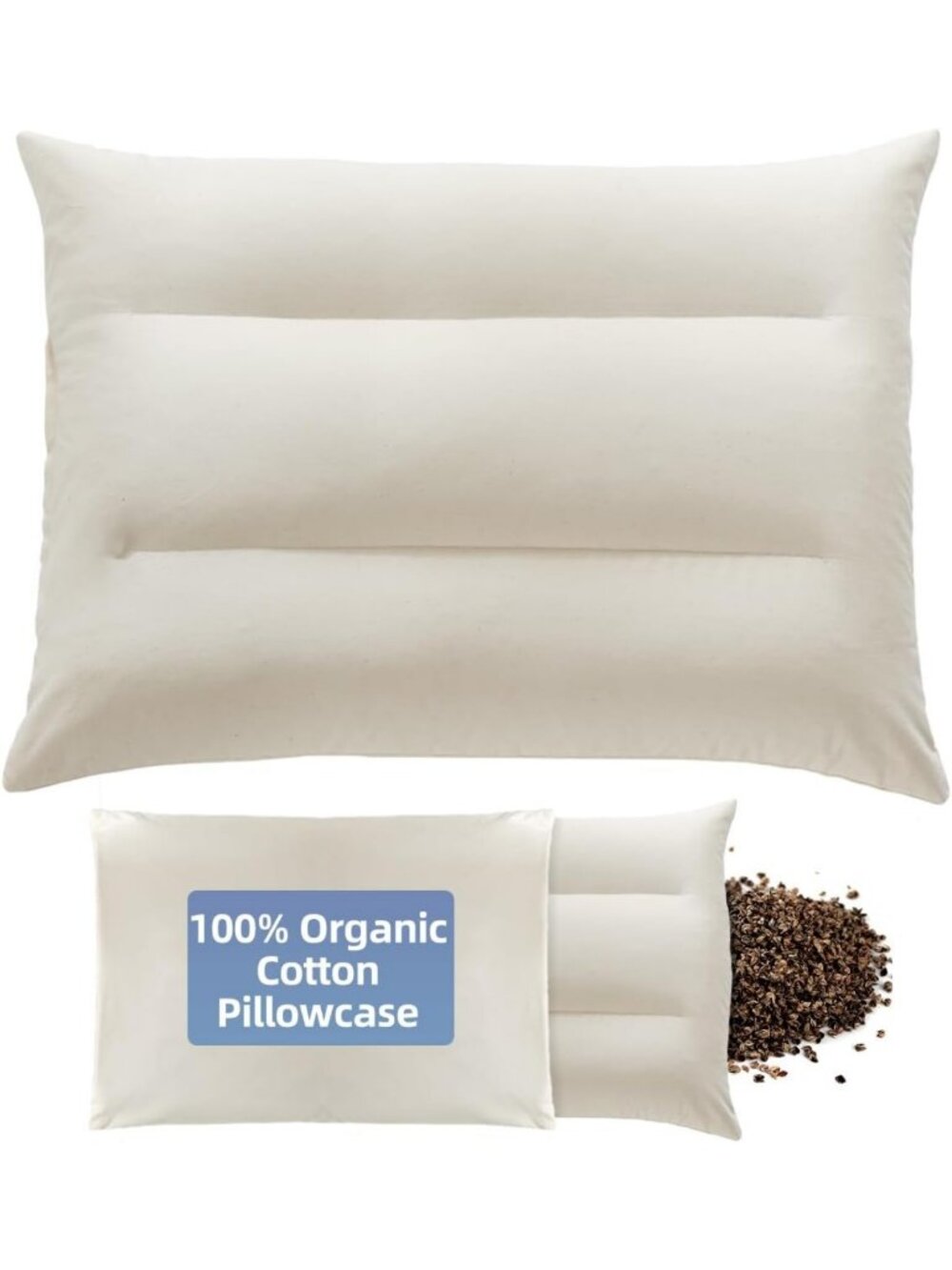 Adjustable Buckwheat Pillow with Baffle Box - Neck Pain Relief & Comfort
